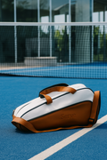 Sèrve Padel Bag – White & Cognac Leather Edition