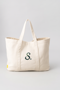 Sèrve Everyday Canvas Tote – Cream with Green Monogram