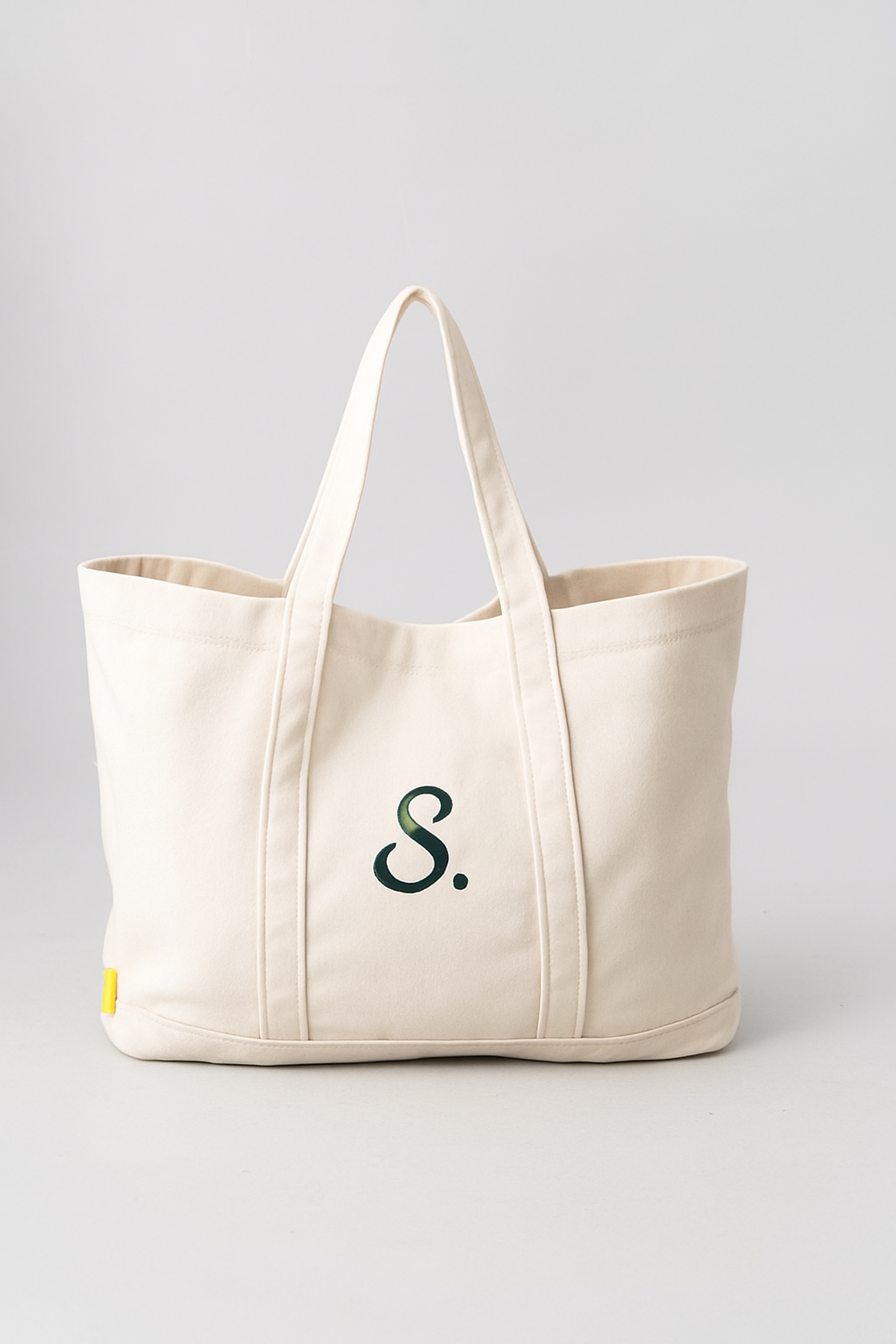 Sèrve Everyday Canvas Tote – Cream with Green Monogram