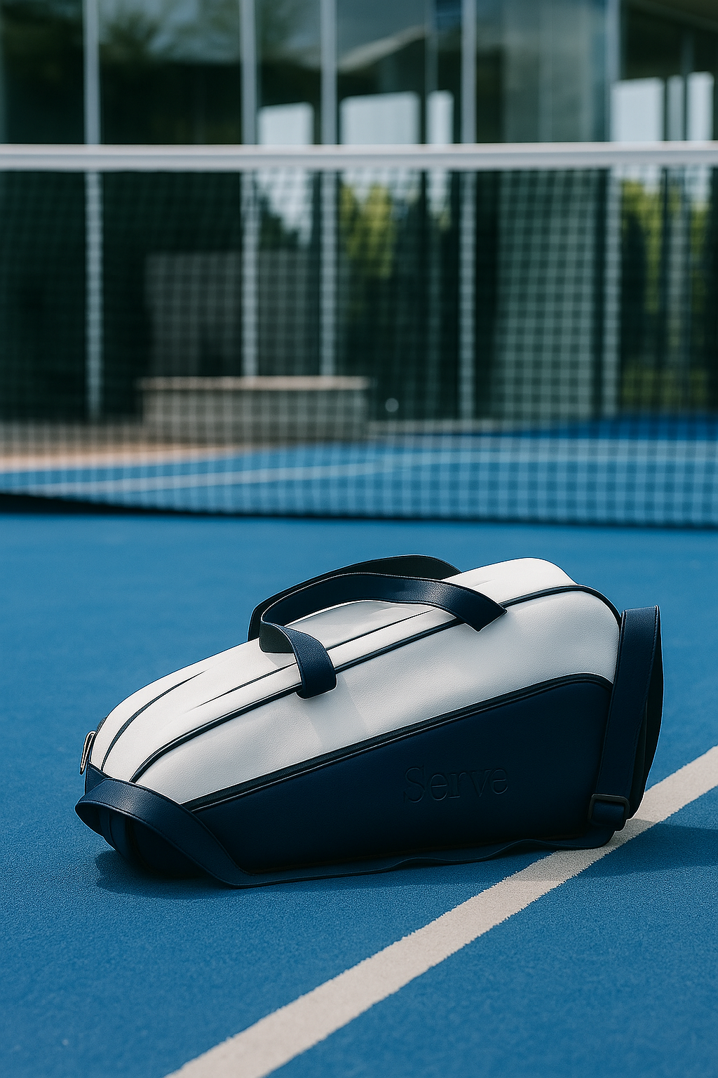Sèrve Padel Bag – White & Blue Leather Court Bag